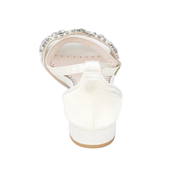KATE WHITECOMB Embellished Pearl Rhinestone Wedding Flats Aerin Ivory - Picture 5 of 7